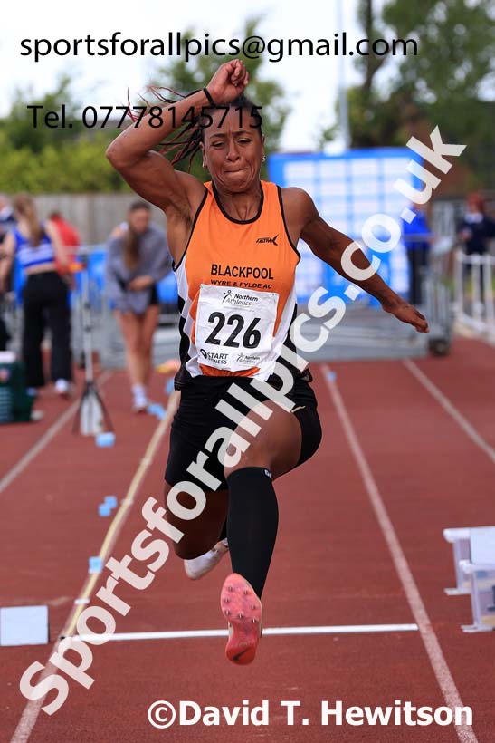 Senior Womens triple jump, 2024 Northern Senior and Under-20s Track and Field Champs, Middlesbrough.  Photo: David T. Hewitson/Sports for All Pics